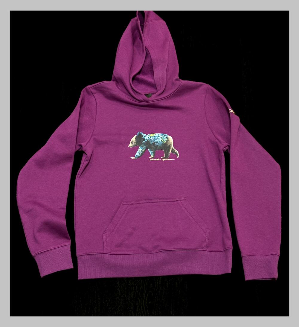 Columbia Youth L American Peak Bear Graphic Hoodie Purple Pullover Sweatshirt